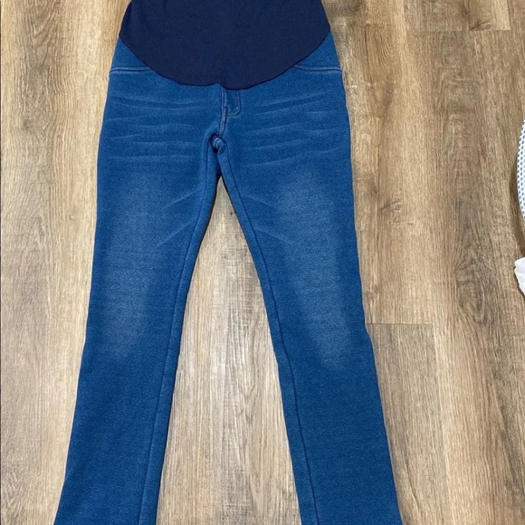Maternity Fleece Skinny Jeans Blue - Picture 4 of 9